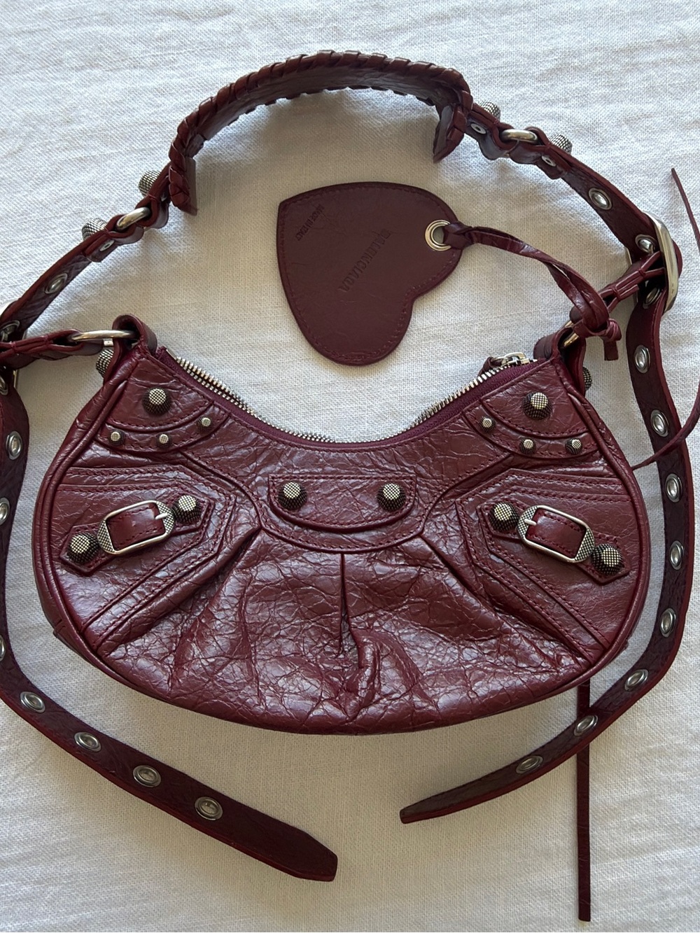 Balenciaga Burgundy Leather Le Cagole Bag